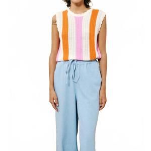 NEW FRNCH clusia stripe top in creme